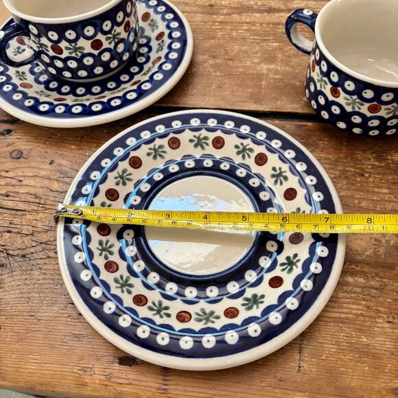 2 x Boleslawiec Polish Pottery French Onion Soup Bowls with Plates - Picture 10 of 10